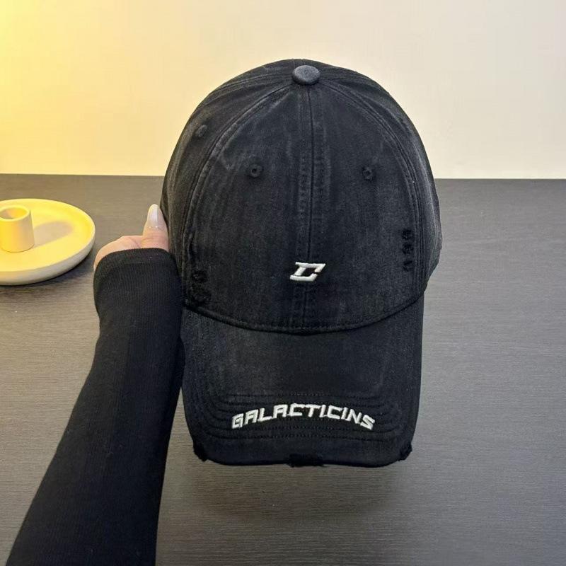 Spring And Summer Edging Ripped Embroidery Letters Baseball Cap Female Simple Fashion Versatile Hat Cap Male