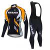 Mens Long Sleeve Cycling Jersey Bib Pants Set Breathable Quick-Dry Road Mountain Bike Riding