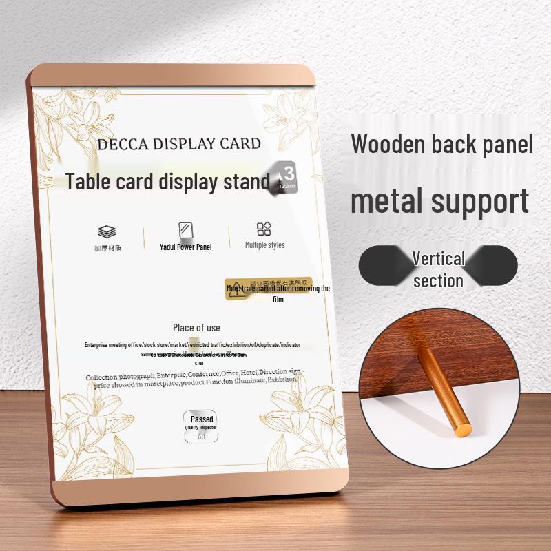 Acrylic A4 Table Card Display Stand for Menus & Ads