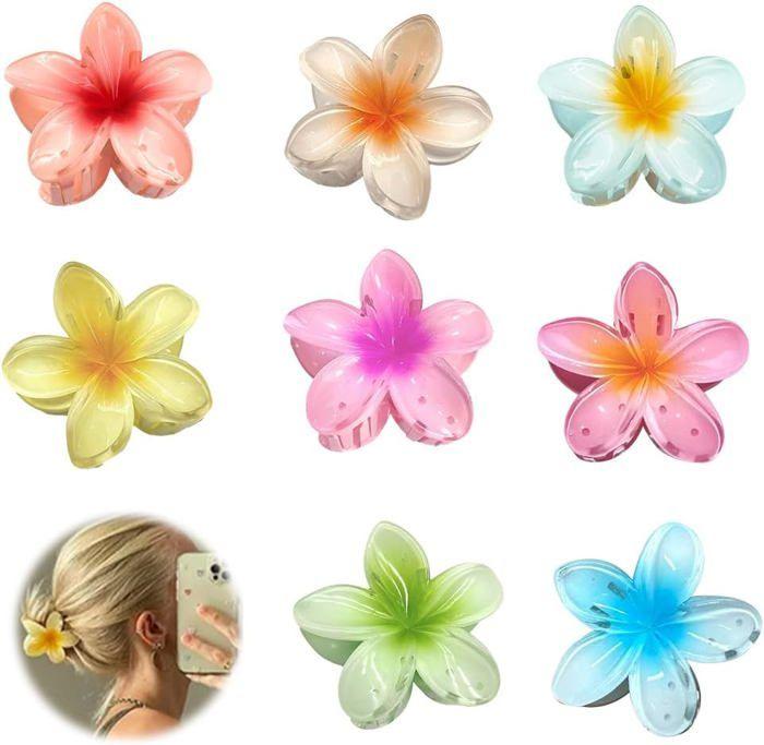 Pinces à Cheveux - Fleur Hawaïenne - 8 Couleurs - Design Élégant - Matériau Durable