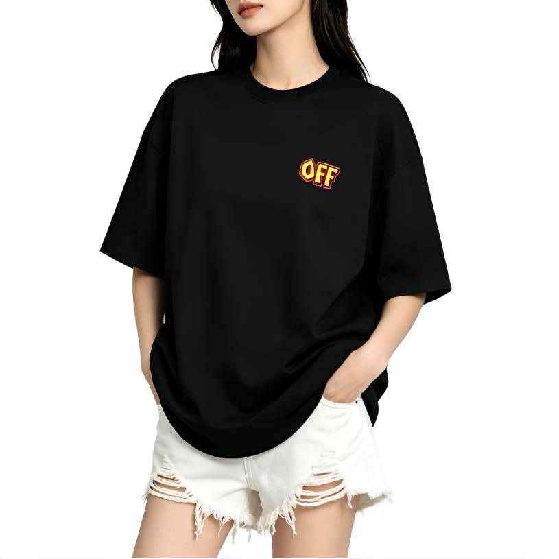 Off-White SS26 Винтажный Американский Мультяшный 3D Логотип Печать Дизайн Мода Легкая Роскошь Модный Универсальный Футболка с Коротким Рукавом OFFTEGLOG522Q