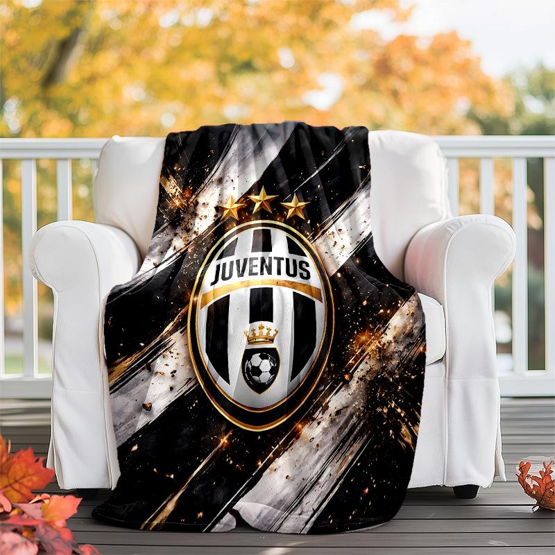 1pc Juventus Theme Blanket - Digital Print, Polyester, Cozy for All Seasons, Perfect for Outdoor, and Travel
