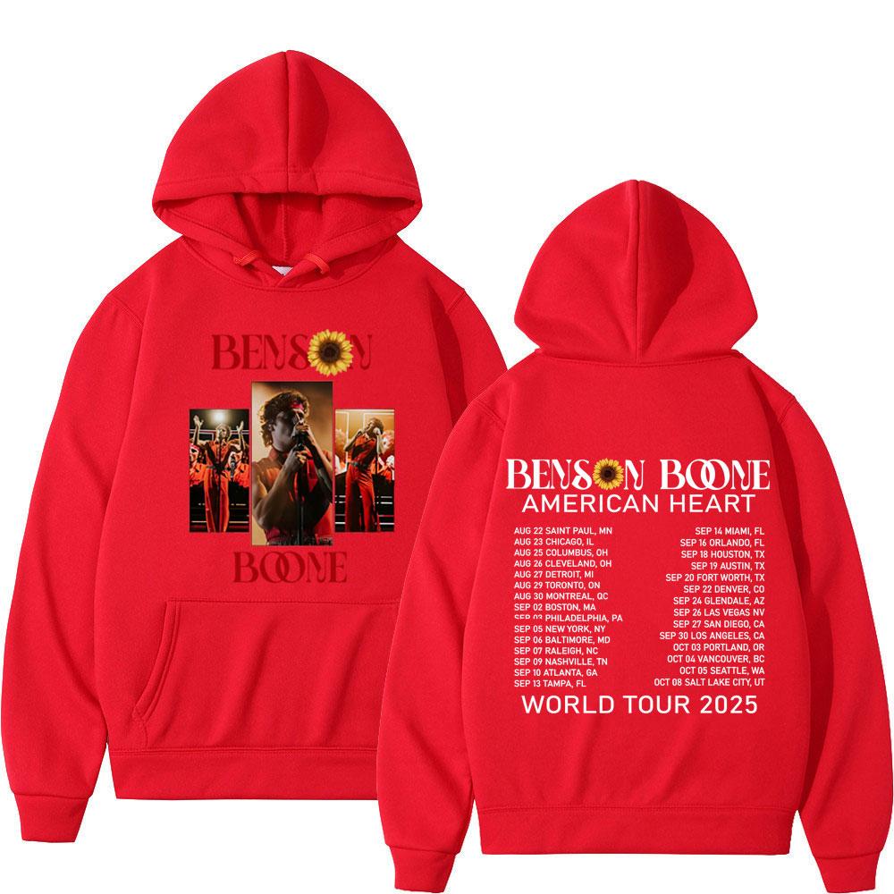 Толстовка Benson Boone American Heart Tour 2025 Винтажный Принт Мужская Женская Модная Свитшот с Длинным Рукавом Панк Хип-хоп Свободная Худи