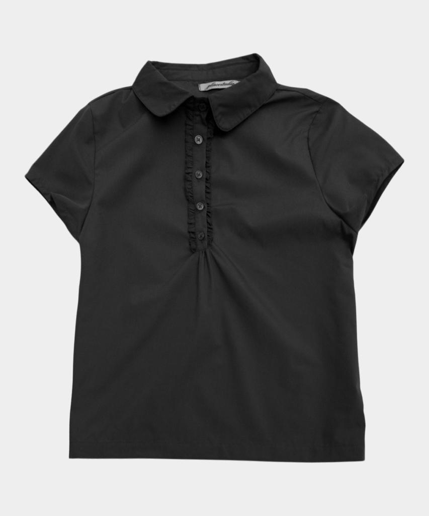 PLACE STUDIO Round Collar Frill Lace Layered Basic Short Sleeve Blouse Shirt_3 Colors