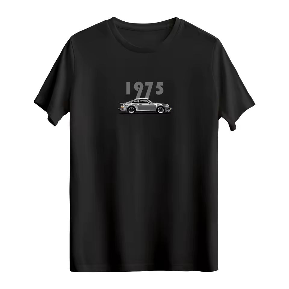 1975 Классический Спортивный Автомобиль Футболка Мужская Женская Винтажная Ретро Автомобильный Графический Принт Повседневная С коротким рукавом Белая Футболка Топы