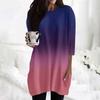 Women's Fashion Casual 3/4 Sleeve Print Round Neck Double Pocket T-Shirt Top