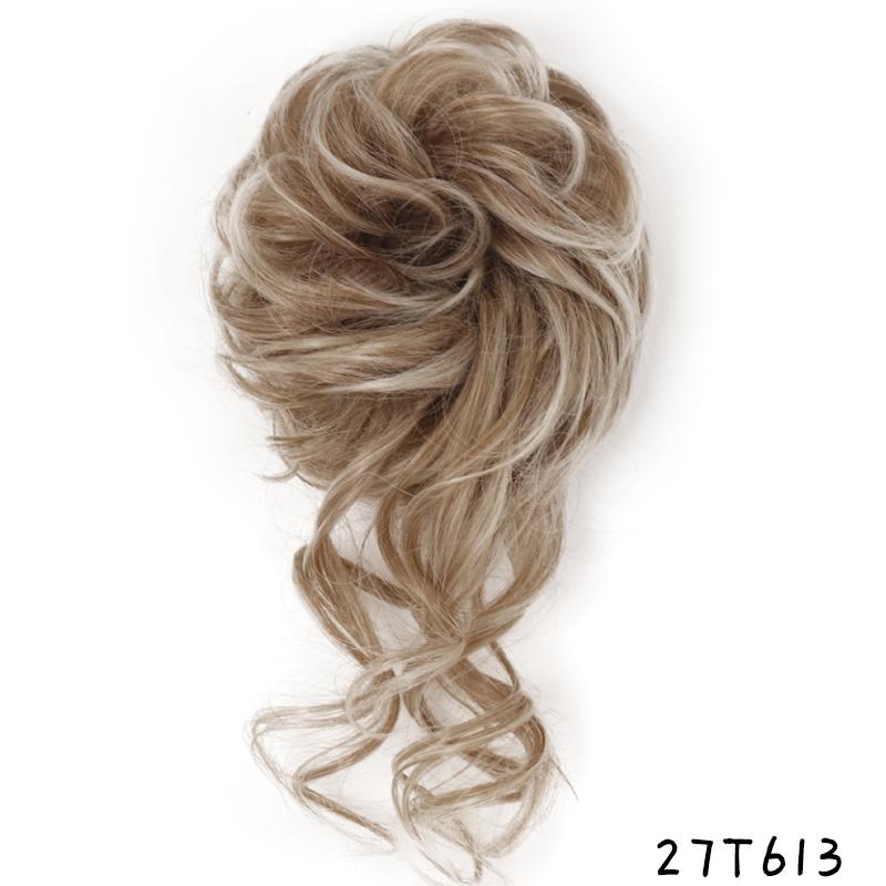 Synthetic Hair Bun Extensions Messy Curly Chignon Blonde Brown Donut Elastic Chignon for Women