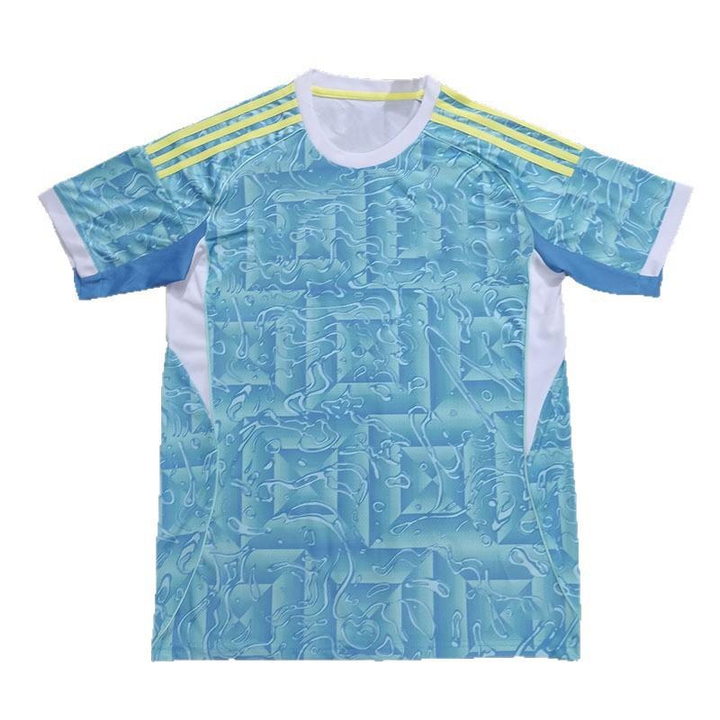Mens Bamboo Fiber Soccer Jersey Short Sleeve Away Kit Light Blue Football Shirt