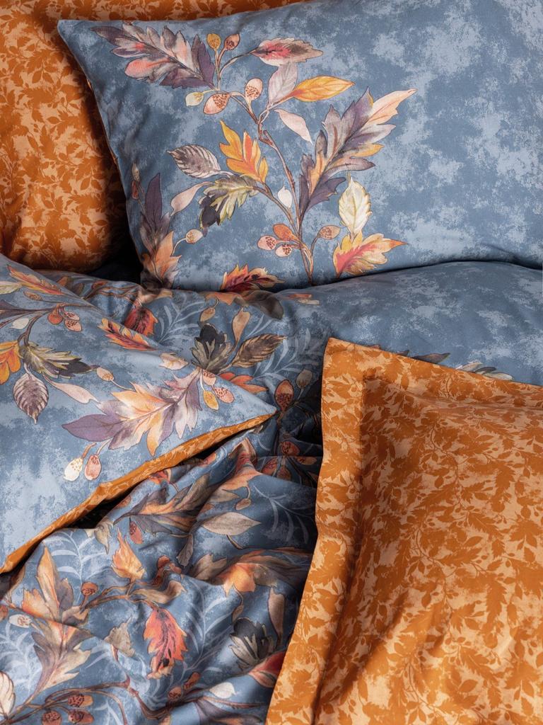 Parure de lit - 1 housse de couette 140 x 200 cm + 2 taies d'oreiller 60 x 60 cm - 100% coton renforcé - Moutarde