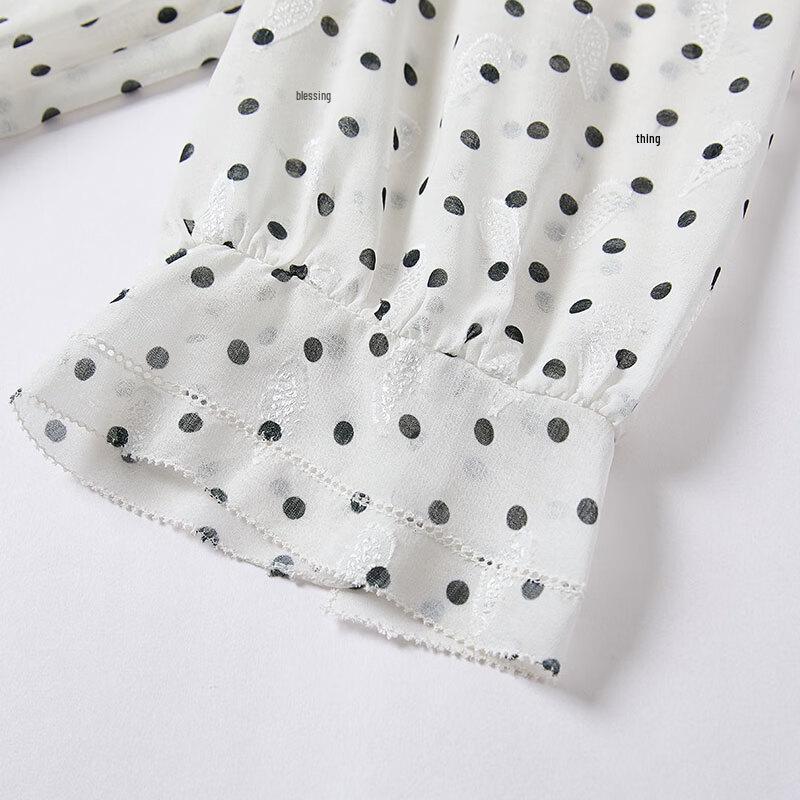 Women's Polka Dot Ruffle V-Neck Blouse