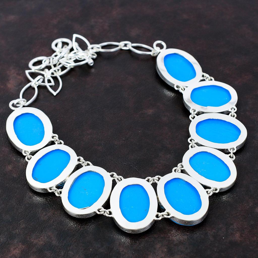 Спящая красавица Ожерелье из бирюзового драгоценного камня Ожерелье ручной работы Ожерелье из стерлингового серебра 925 пробы Регулируемое ожерелье-цепочка Изысканные ювелирные изделия для подарка