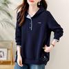 2025 New Autumn Plus Size Hoodie Women Buttons Pullovers Tops Solid Fashion Loose