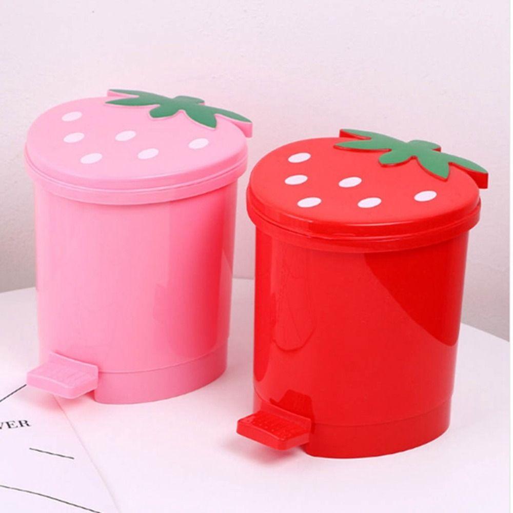 Container No Odor Decorative Strawberry Sealing Washable Dustbin Wastebasket Trash Basket Trash Can