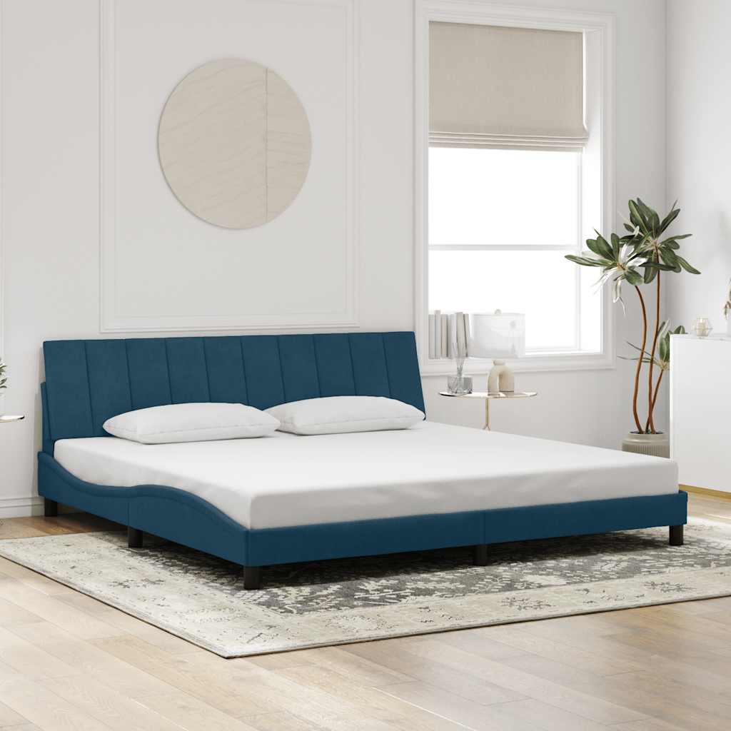 Bed Frame without Mattress Hanko Blue 200x200 cm Velvet