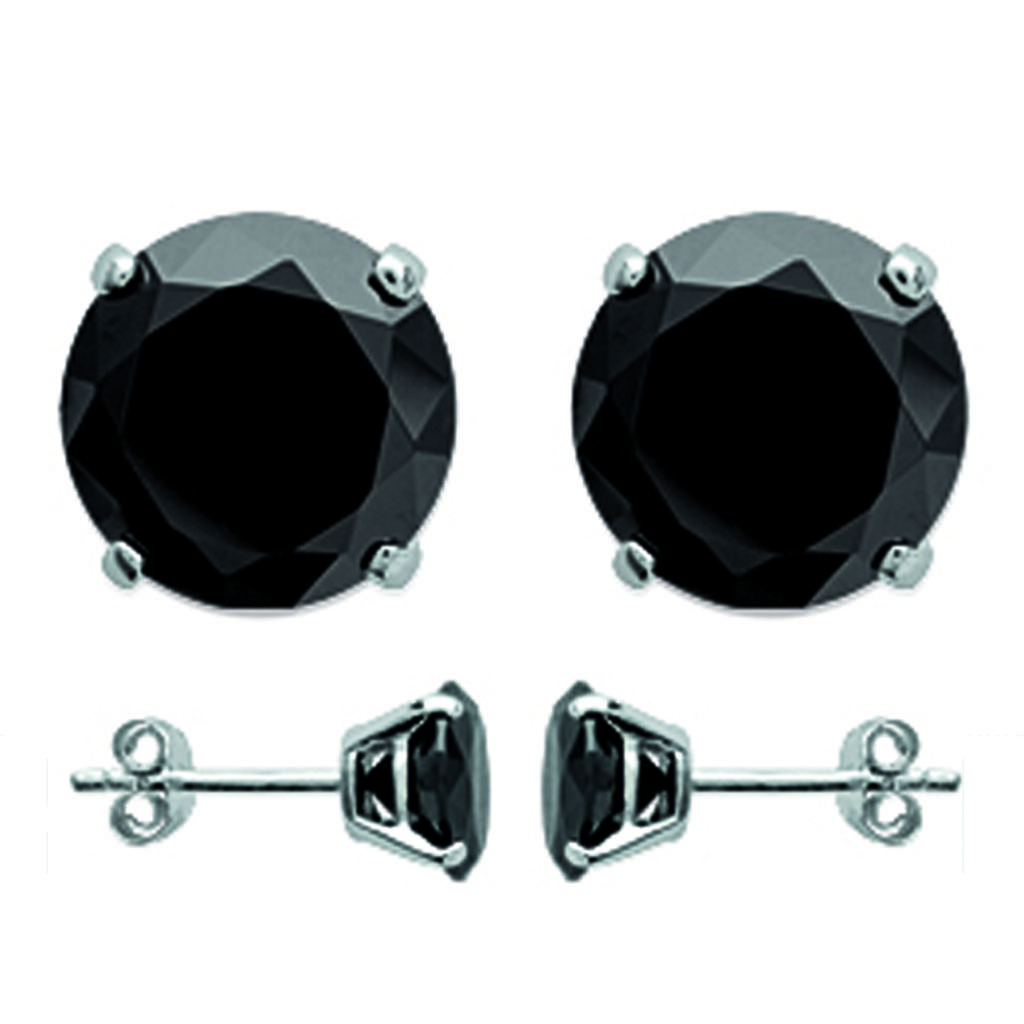 Les Trésors De Lily [L6317] - Silver Black 'Essentiel' Silver Earrings (rhodium-plated) - 8 Mm