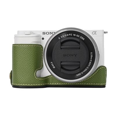 Получехол для камеры из ПУ кожи с принтом пальм для Sony ZVE10 ZV-E10 с отверстием для батареи и ремешком для руки