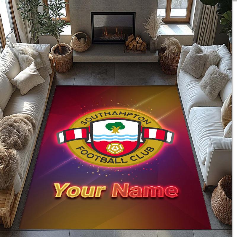 Southampton FC Printed Crystal Velvet Rug Non‑Slip Crystal Velvet Carpet For Sofa Bedroom Indoor Home Decoration