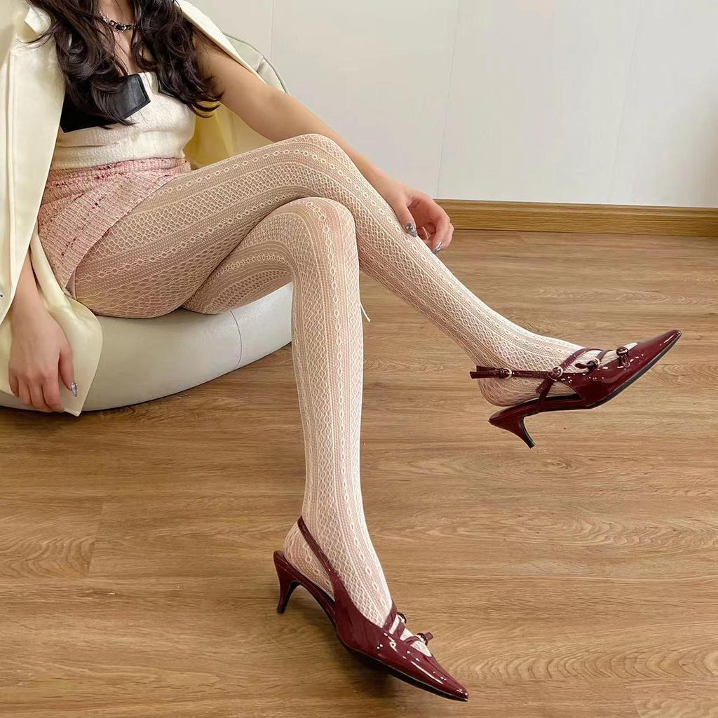 Сексуальные чулки в сеточку в стиле ретро Y2K с сетчатым узором - черные или белые