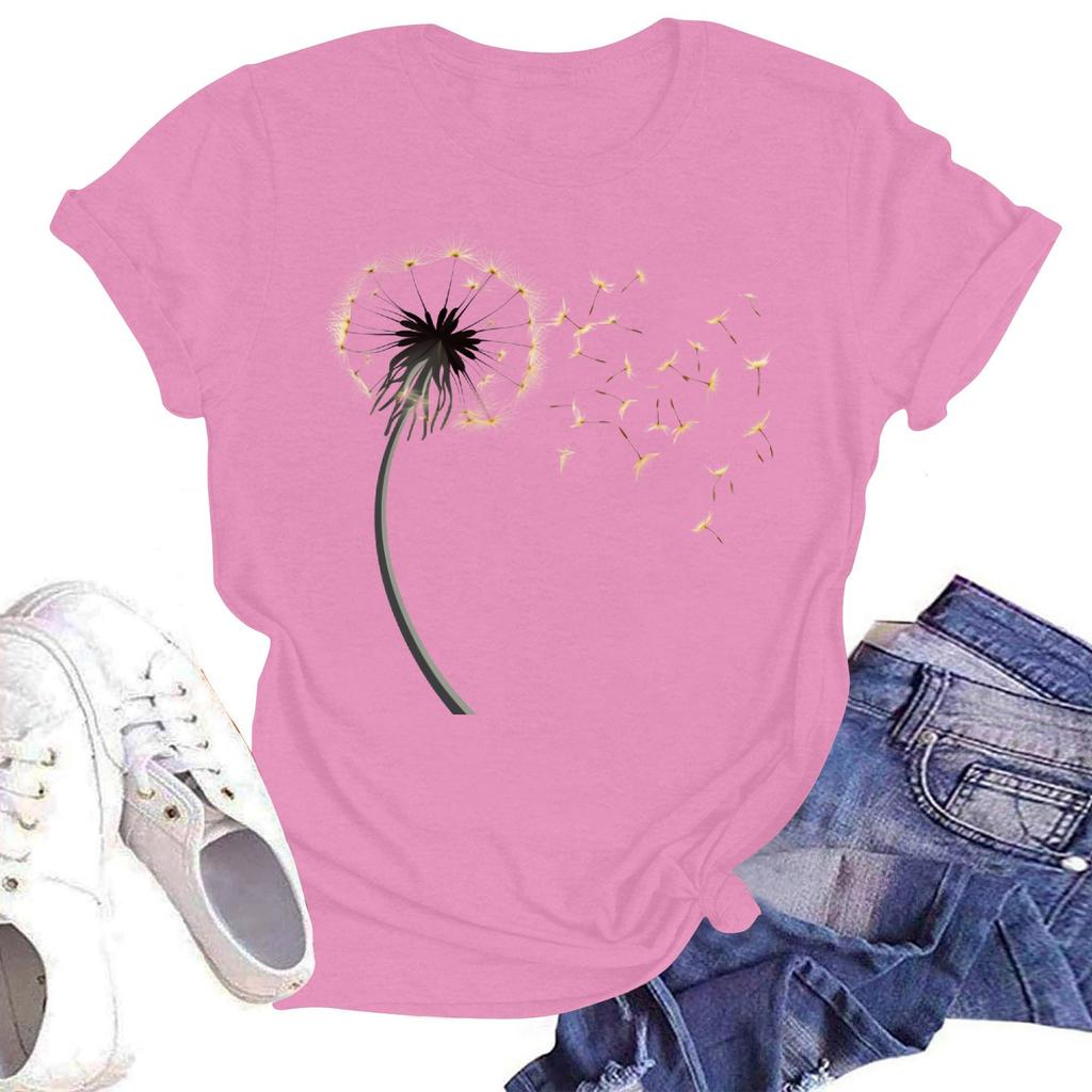 Женская повседневная свободная футболка с принтом, круглый вырез, пуловер, короткий рукав, топ