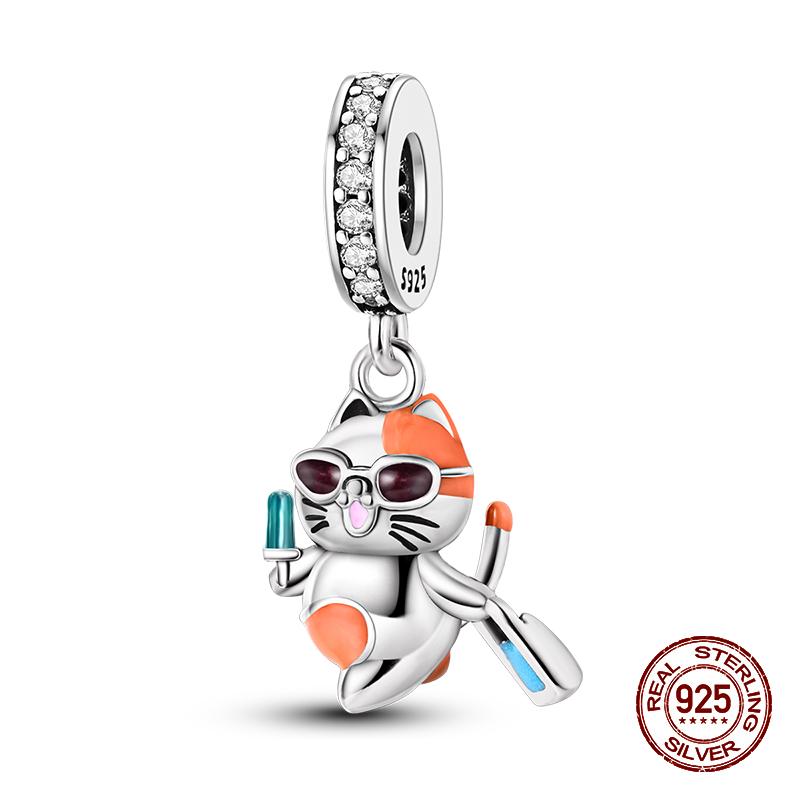 100% Стерлингового Серебра 925 Пчелы Бабочка Ежик Рыба Подвески Бусины Подходит Оригинальные Браслеты 925 DIY Ювелирные Изделия Подарки На День Рождения