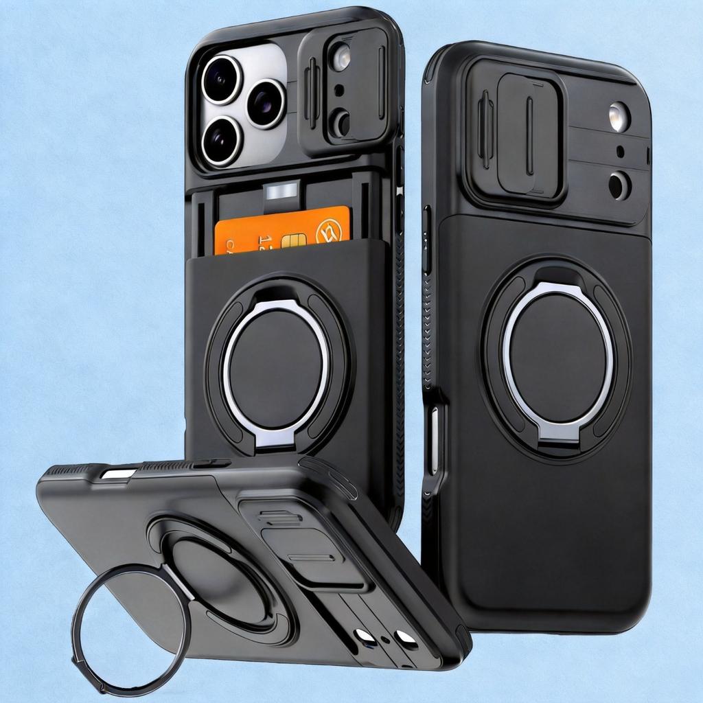Роскошный кошелек-чехол для iPhone 17 16 15 14 13 12 Pro Max 17E 16E 17Pro iPhone17 Ударопрочный броневой и с держателем-подставкой для карт Чехол