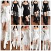 Gothic Goth Dark Fairy Lace Long Sleeve Square Neck A-line Dress Sweet Women E-girl Irregular Long Hem Partywear