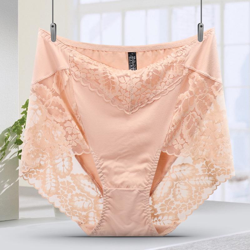 Сексуальные трусы Fat Plus Size с кружевом и высокой талией, треугольное нижнее белье для женщин, облегающие трусики