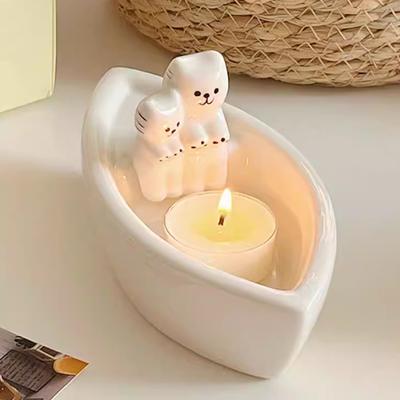 Подсвечник для кошки Ароматерапевтическая чашка Форма лодки Котята Греют лапки Подсвечник для чайной свечи