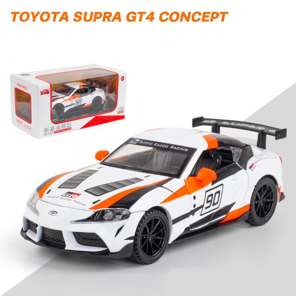 Масштаб 1/32 Toyota Supra GT4 Concept, литая под давлением модель автомобиля, игрушечный автомобиль с откатным механизмом, звуком и светом для детей, коллекция подарков для мальчиков и девочек