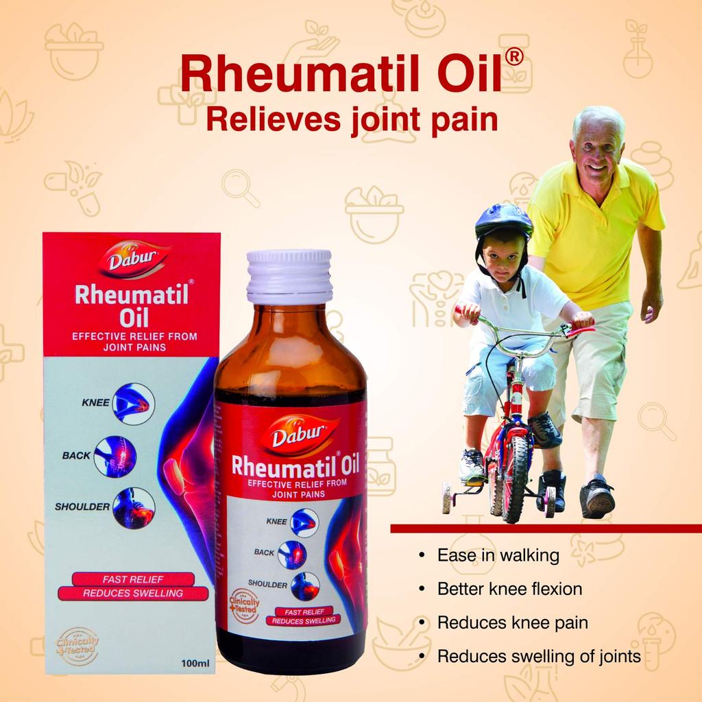 Dabur Rheumatil Oil 50Ml | Ayurvedic Massage Oil For Joint Pain, Backache, Knee Stiffness & Muscular Discomfort Relief