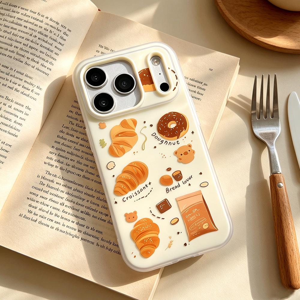 Чехол для телефона ins bear bread подходит для Apple 15oppo iPhone16/17pro матовый Huawei mate80.
