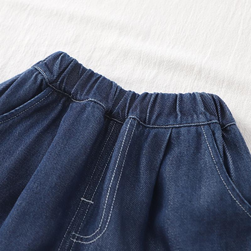 Комплект с короткими рукавами для мальчика 0-5 лет Детская футболка с круглым вырезом и рисунком из мультфильма Повседневные джинсовые шорты Удобная одежда для мальчиков