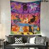 Cat Warrior Wall Tapestry Aesthetic Wall Hanging Printed Fabric Blanket Decorative Tapestries for Bedroom Living Room Home Decor
