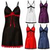 Women Sexy Sleepwear Nightdress Lace Silk Satin Night Dress Sleeveless Nighties V-neck Nightgown Plus Size Nightwear