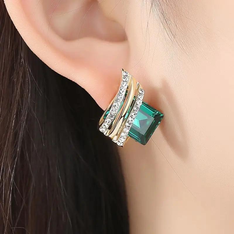 Zircon Crystal Rhombus Wings Earrings for Women Birthday Gifts Jewelry