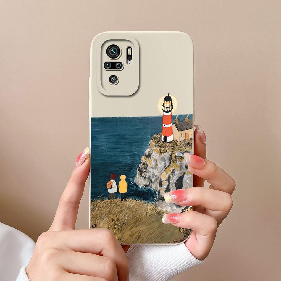 For Redmi Note 10 10T 10S Phone Case Cartoon Liquid Silicone Full Coverage Anti Drop Bumper For Xiaomi Redmi Note10 10 S T Funda