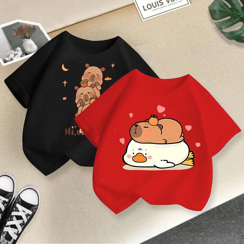 Children's Casual Short-sleeved T-shirt - Summer Boys' And Girls' Loose Capri Ballo T-shirt