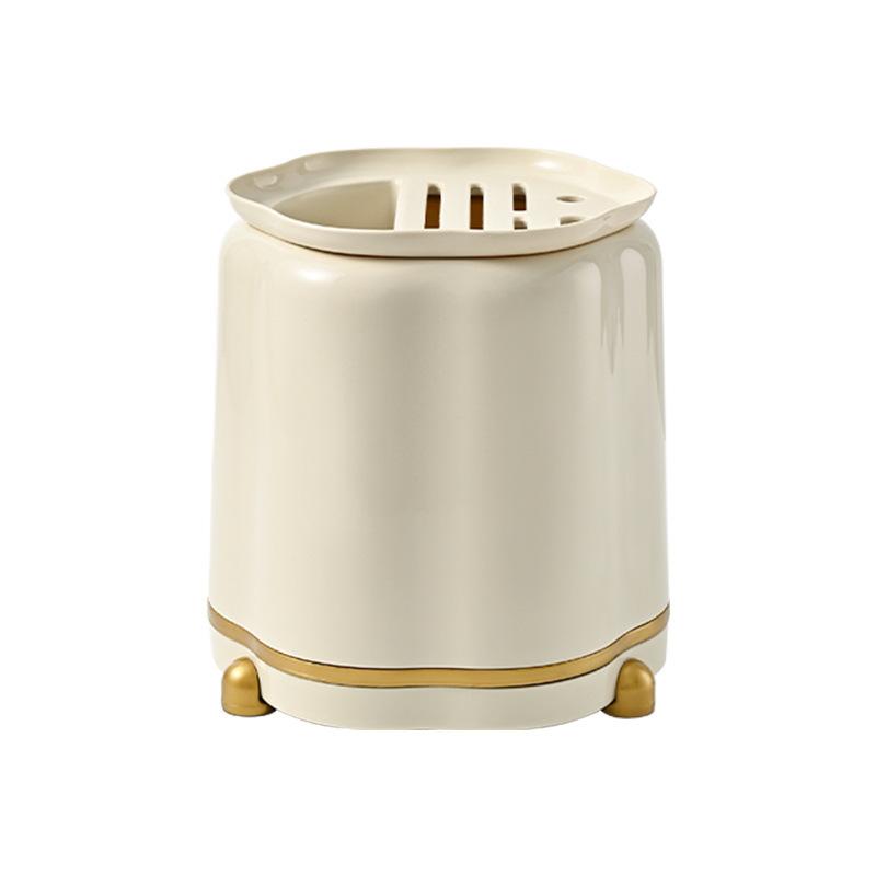 Кухонная вращающаяся полка для ножейЛегкий роскошный кремовый стильМногофункциональная полка для ножейСтеллаж для домашнего храненияВстроенная полка для палочек для еды