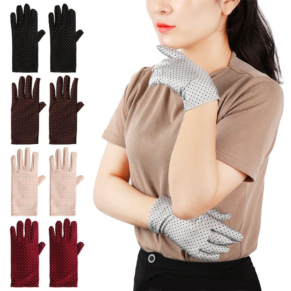 Soft Lady Girl Women's Gloves Full Finger Mittens Wrist Gloves & Mittens Sun Protection Dot Gloves