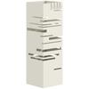 Square Metal Umbrella Stand with Removable Drip Tray and 4 Hooks, 15.5x15.5x49 cm, Beige