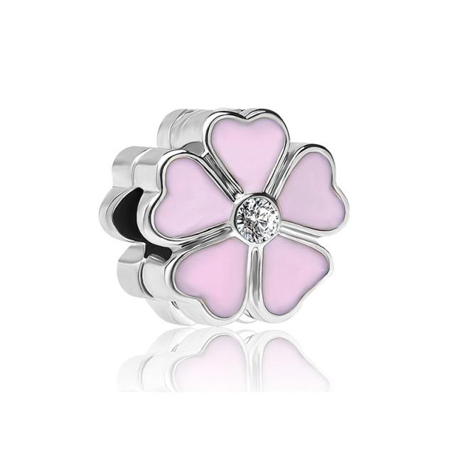 New Original Bead Alloy Love Star Flower Clip Stopper Charm Clear CZ Fit  Bracelet Bangle Necklace DIY Women Jewelry