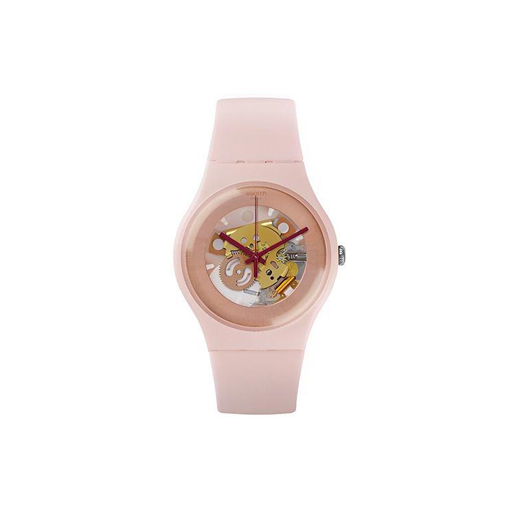 Swatch Кварцевые часы 30 метров водонепроницаемые Унисекс 41 мм Скелетонный циферблат Пластиковый корпус Силиконовый ремешок Унисекс часы SUOP107