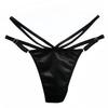 HINICE Sexy Ribbon Adjustable Lingerie Women's T-Back Panties, Satin, Smooth, Double-String, Included, Waist, Low-Rise (Black)