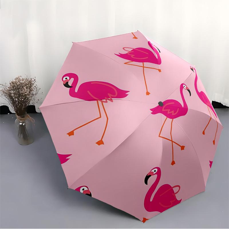 1pc Flamingo Pattern Folding Umbrella | Elegant Design, Fashionable Accessory, Durable Construction, Sturdy Ribs yy251107118