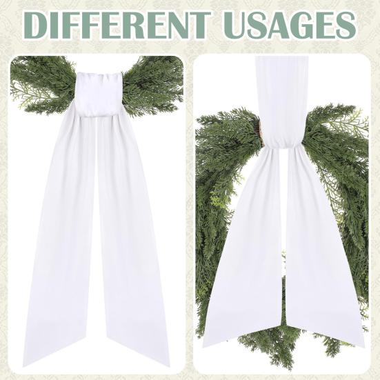 2 Pcs Christmas Velvet Wreath Sash for Front Door Blank Plain Garland Sash Accessories for Anniversary Wedding Party Indoor Outdoor Home Decor