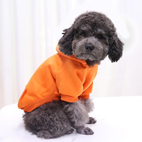 Pet Dog Hoodie Winter Solid Color Hooded Sweatshirt Elastic Hem Foreleg Sporty Sweatshirt Warm Windproof Pet Outfit