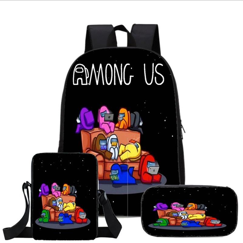Among Us Backpack Set 3-in-1 Space Crewmate Bookbag Gamer Anime School Bag for Kids Teens Adults Gift