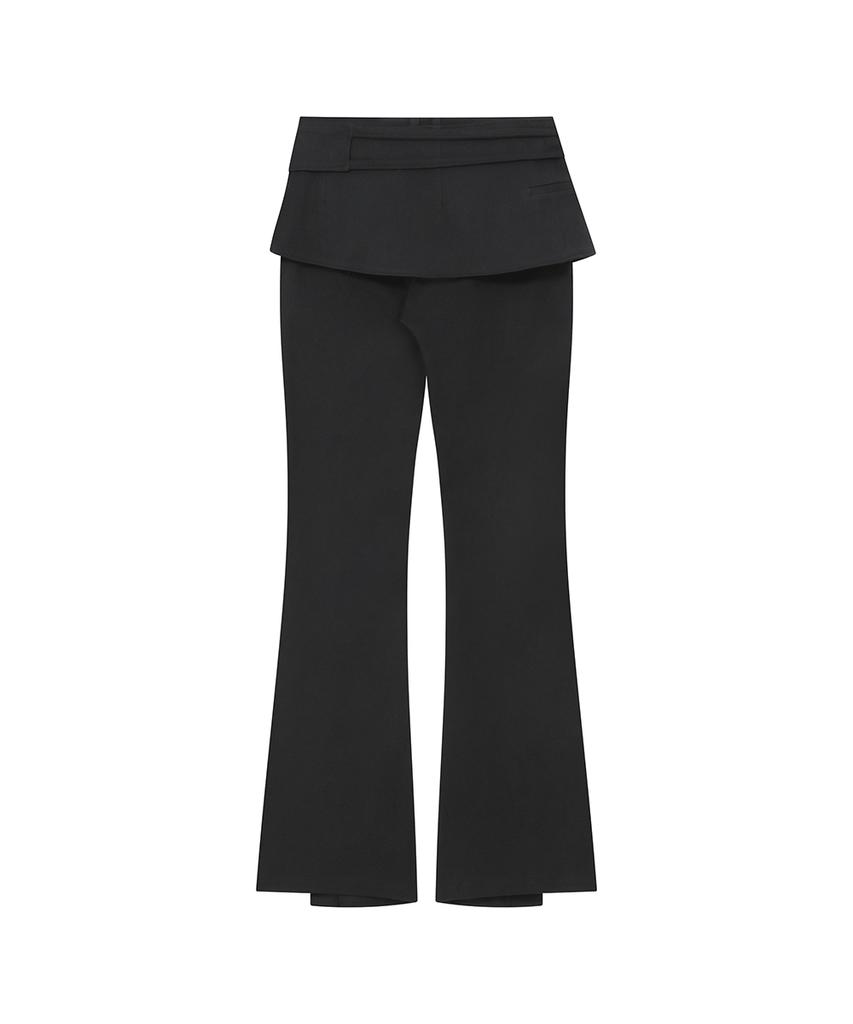 MISEKI SEOUL Side Shirring String Mini Skirt Pants Set Black