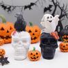 Halloween Birds Skull Ornament Gothic Eerie Skull Sculpture Festive Atmosphere Halloween Tabletop Decoration