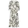 Edition V-Neck Oriental Print Cotton A-Line Maxi Dress